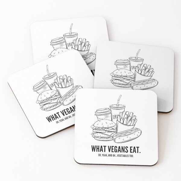 Item preview, WHAT VEGANS EAT Funny Vegan Junk Food Quote designed and sold by a-little-ink.