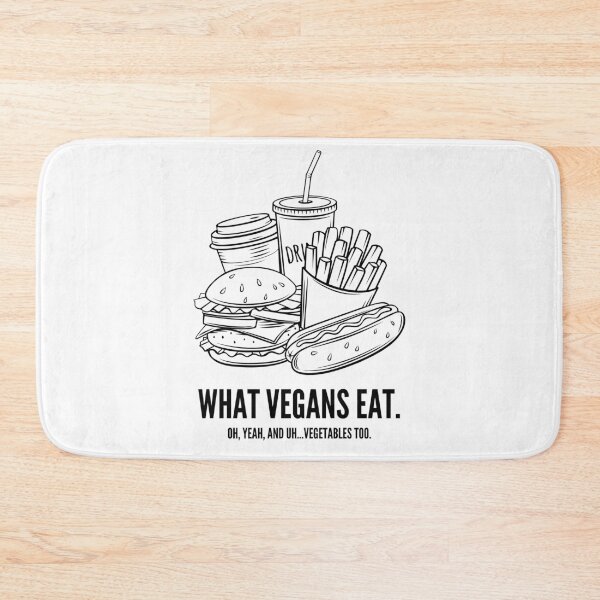 Item preview, WHAT VEGANS EAT Funny Vegan Junk Food Quote designed and sold by a-little-ink.
