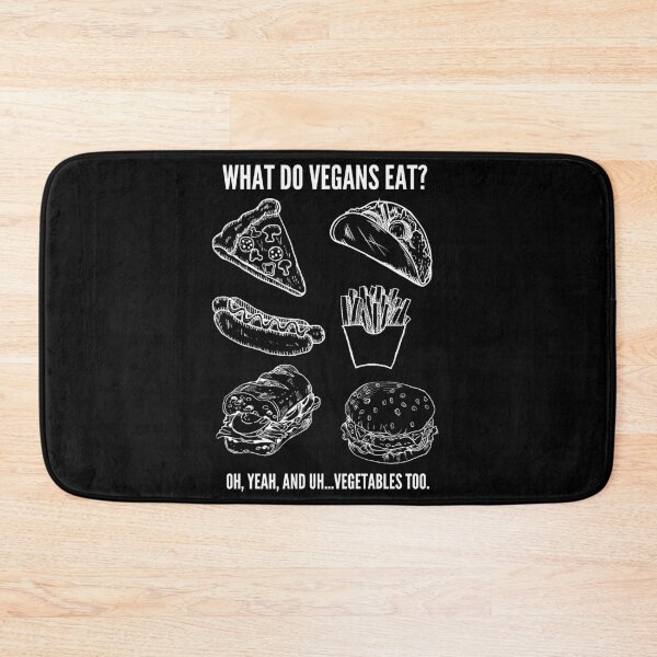 Item preview, WHAT DO VEGANS EAT Funny Vegan Junk Food Quote designed and sold by a-little-ink.