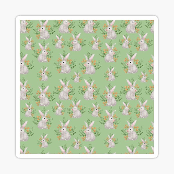 Item preview, Bunny Rabbits In The Wild Pattern With A Green Background designed and sold by ManateesDesign.
