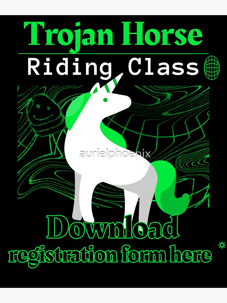 Trojan Horse Riding Class - Download form here - Funny Computer Hacker Design by aurielphoenix