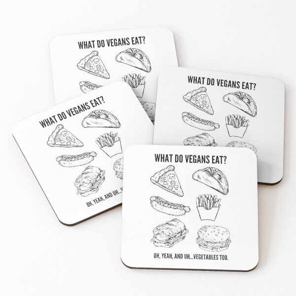 Item preview, WHAT DO VEGANS EAT Funny Vegan Junk Food Quote designed and sold by a-little-ink.