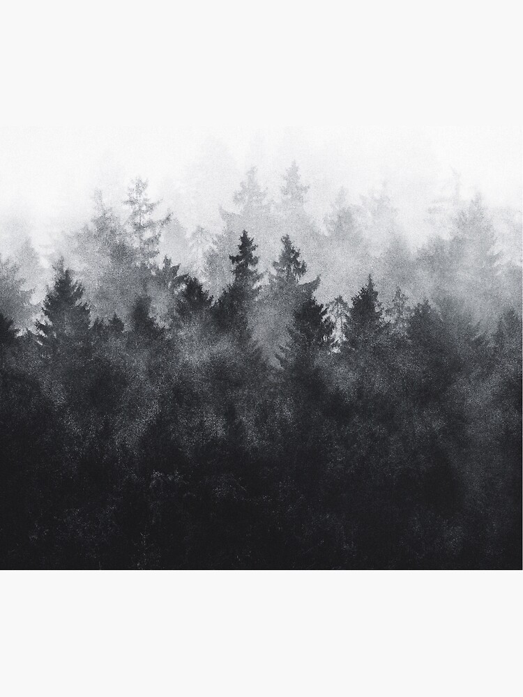Thumbnail 2 of 2, Duvet Cover, The Heart Of My Heart // Midwinter Blues Gothic Ravencore Forest With Cascadia Trees Covered In Magic Fog designed and sold by tekay.