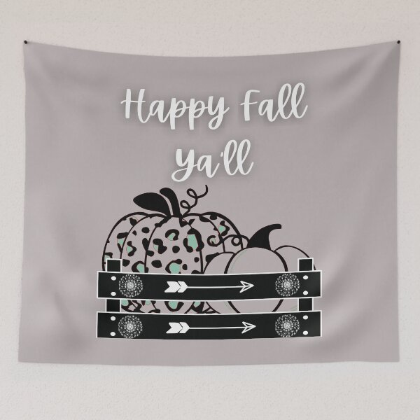 Item preview, Happy Fall Ya'll Leopard Print Pumpkin's Teal print Arrow Crate Autumn Fall Farmhouse designed and sold by Drnksuzys.