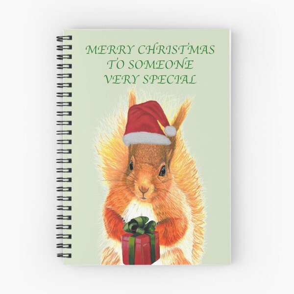 Item preview, Merry Christmas to Someone special - Christmas Squirrel holding a Christmas gift designed and sold by IslesArt.