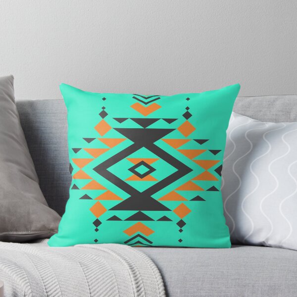 Aperçu de l'œuvre Motif sud-ouest aztèque preppy sarcelle orange et gris créée et vendue par IamTrending.