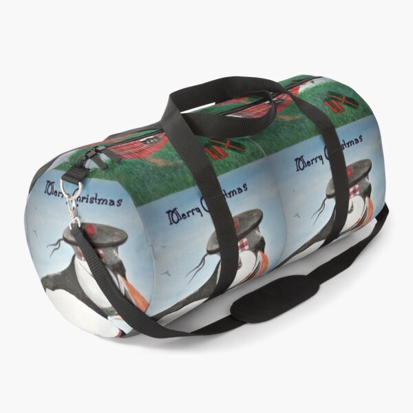 Item preview, puffin in a kilt opening Christmas presents designed and sold by Malc Sutherland.