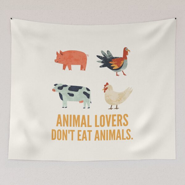 Item preview, ANIMAL LOVERS DON'T EAT ANIMALS Cute Vegan Vegetarian Quote designed and sold by a-little-ink.