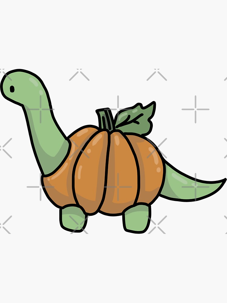 Halloween Brontosaurus Apatosaurus Dinosaur Wearing Pumpkin Jack-O'-Lantern by bassoongirl123