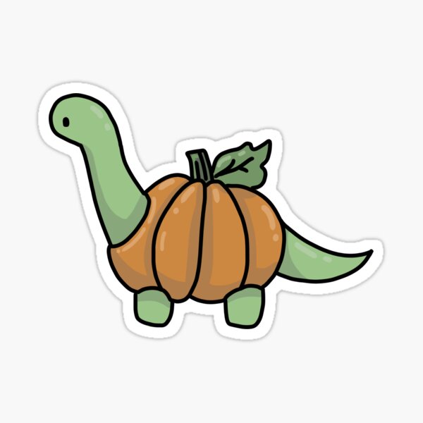 Halloween Brontosaurus Apatosaurus Dinosaur Wearing Pumpkin Jack-O-Lantern Sticker