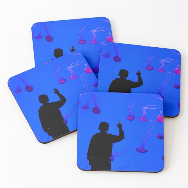 Item preview, A boy's silhouette in front of the red jellyfish tank designed and sold by VadimK.