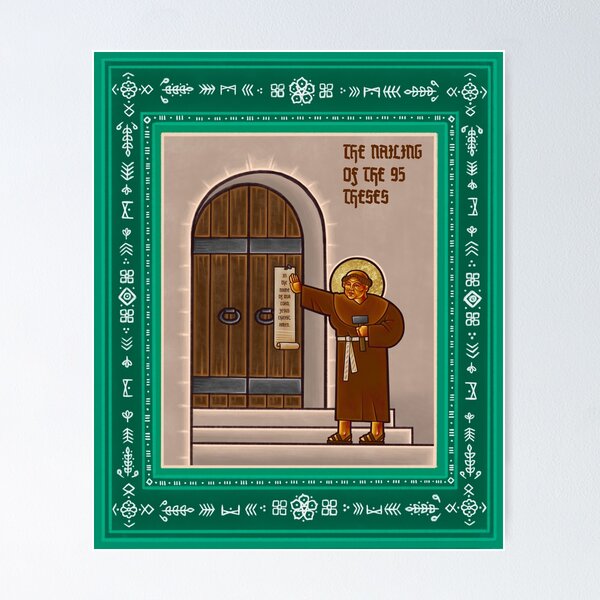 Item preview, Icon of the Nailing of the 95 Theses designed and sold by LutheranIcons.