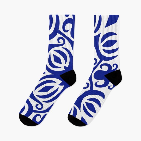 Item preview, Preppy Bold Bohemian Tribal White and Blue Floral Print Mediterranean pattern designed and sold by IamTrending.
