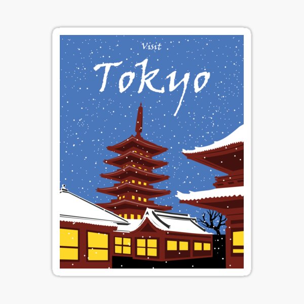 Vintage style Tokyo travel poster Sticker