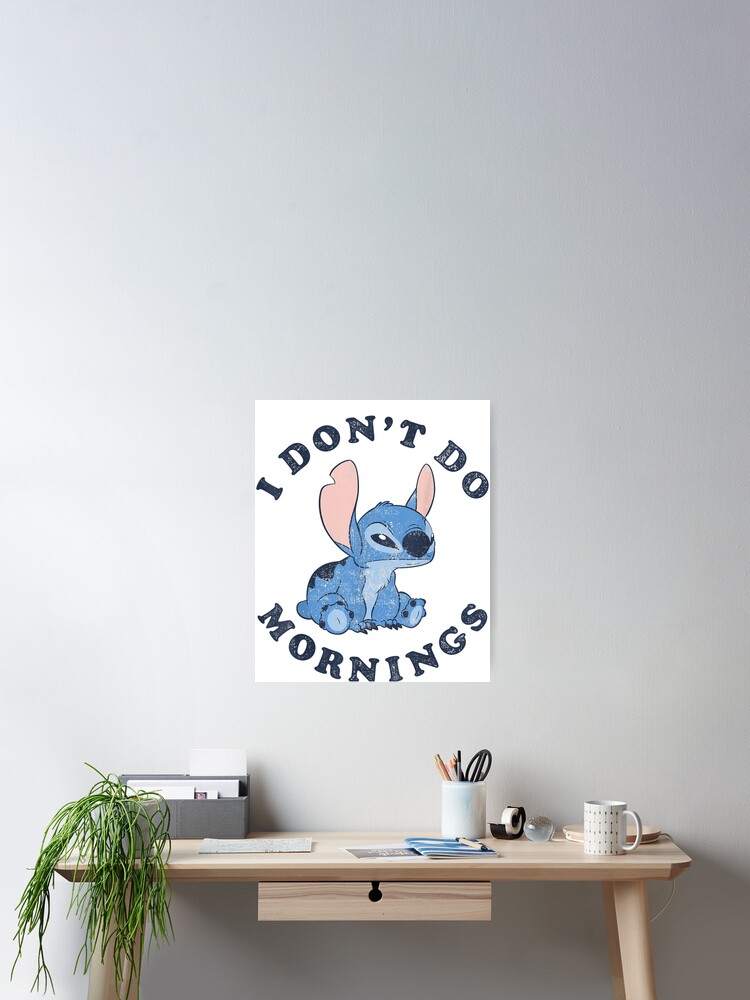 Girl's Lilo & Stitch I Don't Do Mornings Stitch Distressed T-Shirt