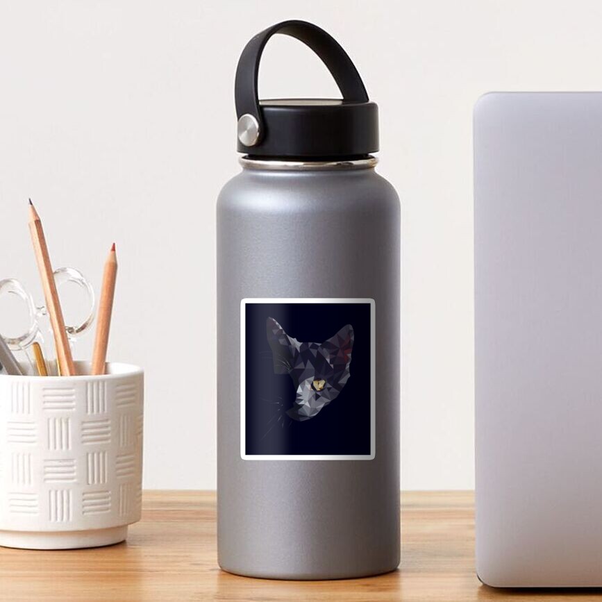 Half Face Cat Poly Art Sticker