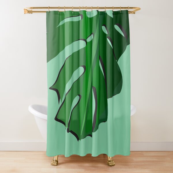 Big Tropical Monstera Leaf Shower Curtain