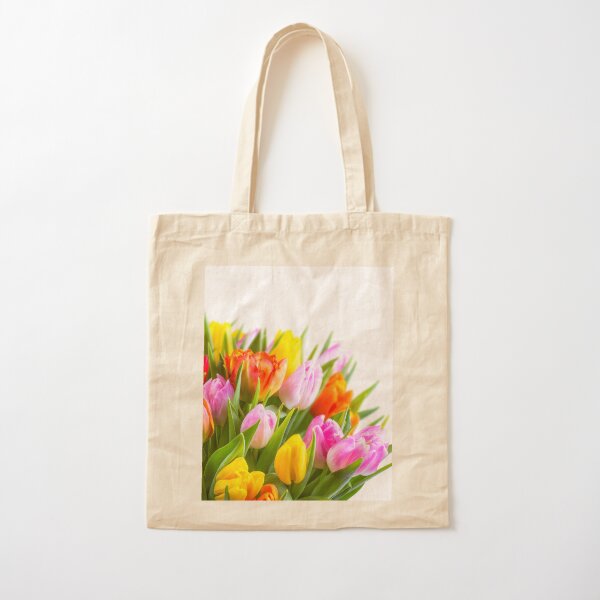 vintage 60s Folk Tulips Flowers PA Dutch Print Shoppers Fold Out Convertible Market Tote Hand Bag