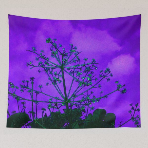 Item preview, Vibrant Purple Haze Sky Backdrop with Shadowed Green Budding Plant and Leaves designed and sold by StayCuztom.