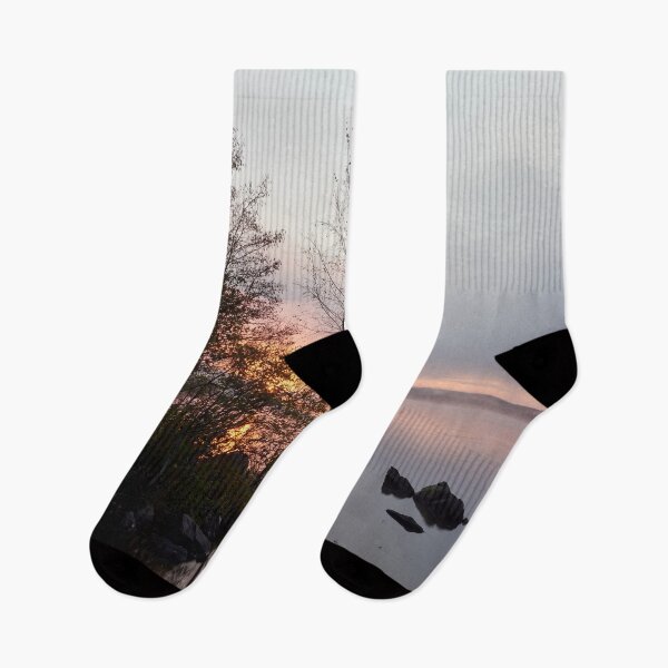 Item preview, The rising sun over the foggy lake designed and sold by Jouko Lehto Photography.