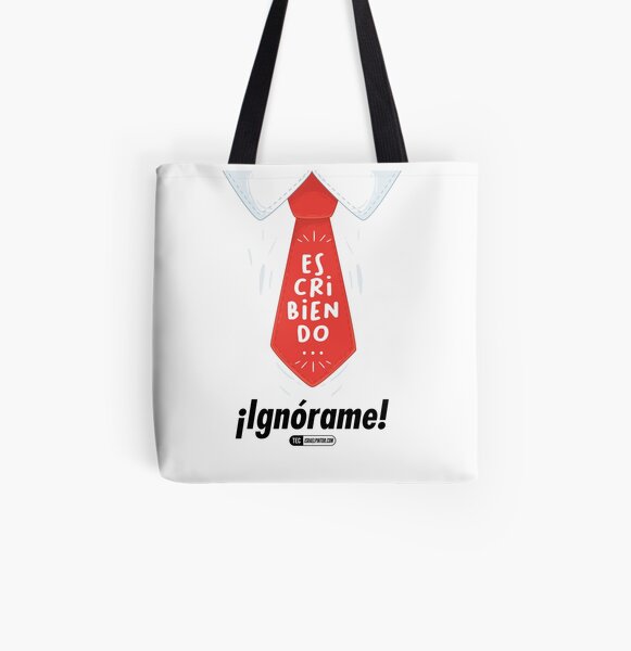 Escribiendo ¡Ignórame! Bolsa estampada de tela