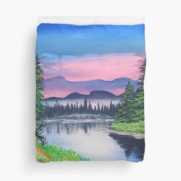 Bob Ross Inspired Painting - Island in the Wilderness Tapestry for Sale by  fsultesart