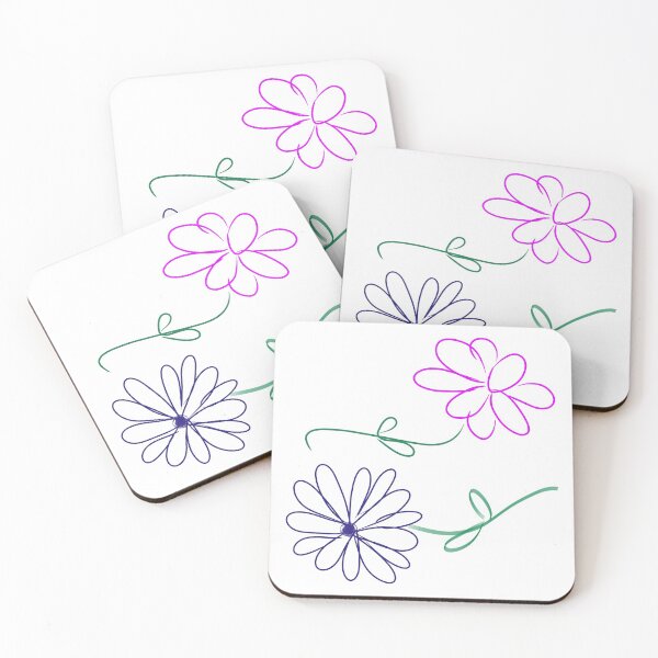 Item preview, Pink and Blue Flowers Sketch designed and sold by ittybittyowl.