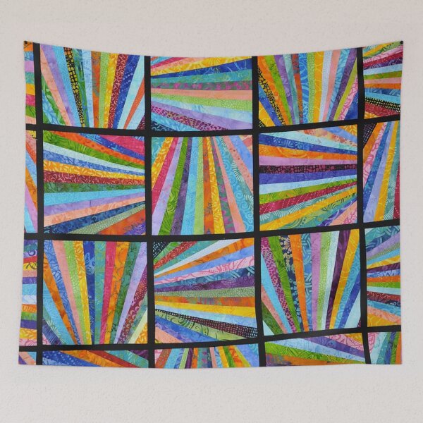 Item preview, Stained glass in lead colourful abstract quilted rainbow pattern  designed and sold by baligaia.