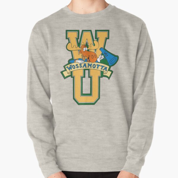 Rocky And Bullwinkle Wossamotta U Logo Graphic Pullover Sweatshirt