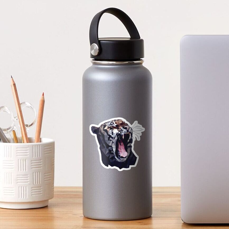 Growling Tiger Poly Art Dark Background Sticker