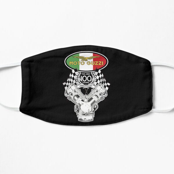 Moto Guzzi 100th Anniversary Italian Flag Logo And Chequered Flags Flat Mask