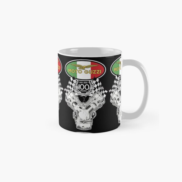 Logo du drapeau italien du 100e anniversaire de Moto Guzzi et drapeaux à carreaux Mug classique