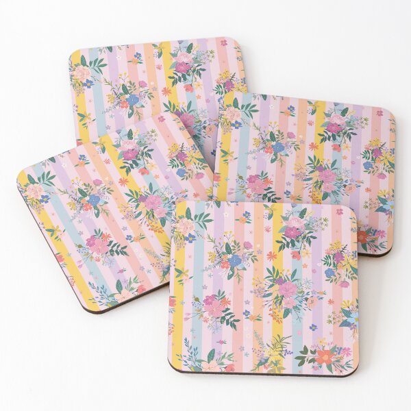 Item preview, Floral print on striped background  designed and sold by Katielisker.