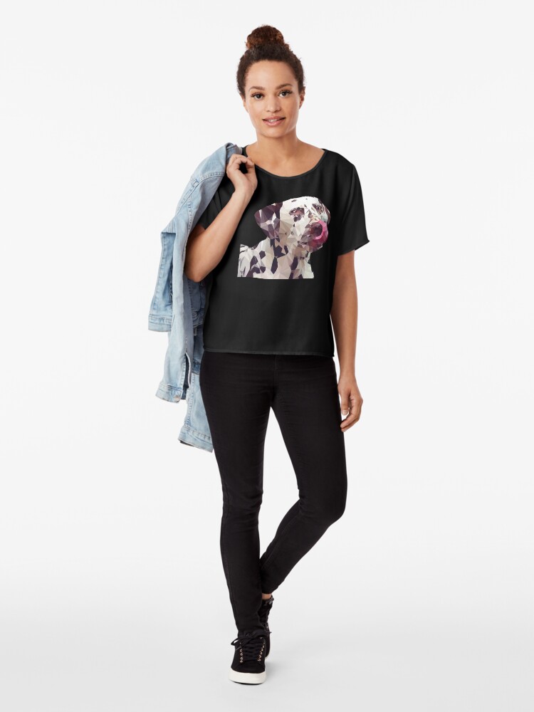 Alternate view of Dalmatian Dog Licking Face Poly Art Chiffon Top