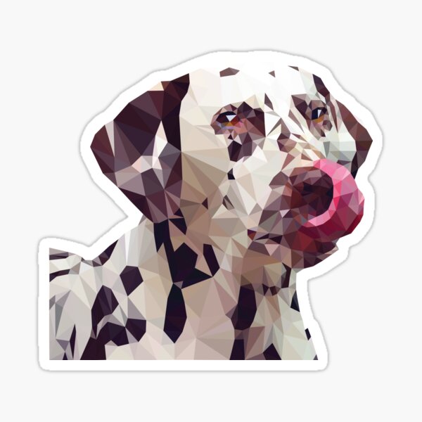 Dalmatian Dog Licking Face Poly Art Sticker