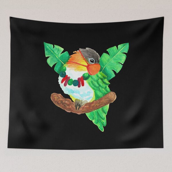 Item preview, Caique Parrot Wears Face Mask Watercolor designed and sold by Ivy Lily Art.