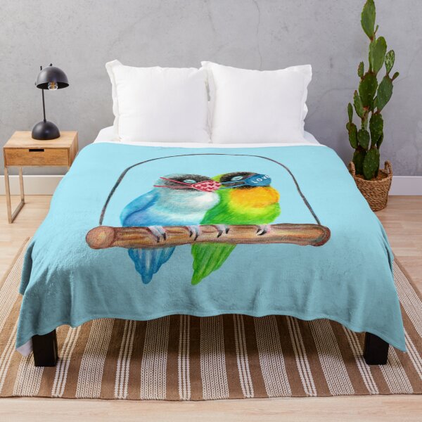 Item preview, Sleepy Lovebirds Wearing Masks Illustration designed and sold by Ivy Lily Art.