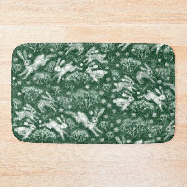 Item preview, Hares Field, Jumping Rabbits Winter Holidays Pattern, Green  designed and sold by Julia Khoroshikh.