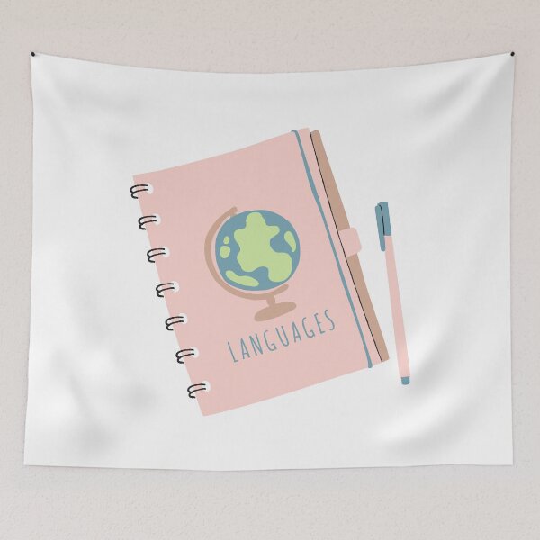 Item preview, Cute LANGUAGES Travel Notebook Journal Pink designed and sold by a-little-ink.