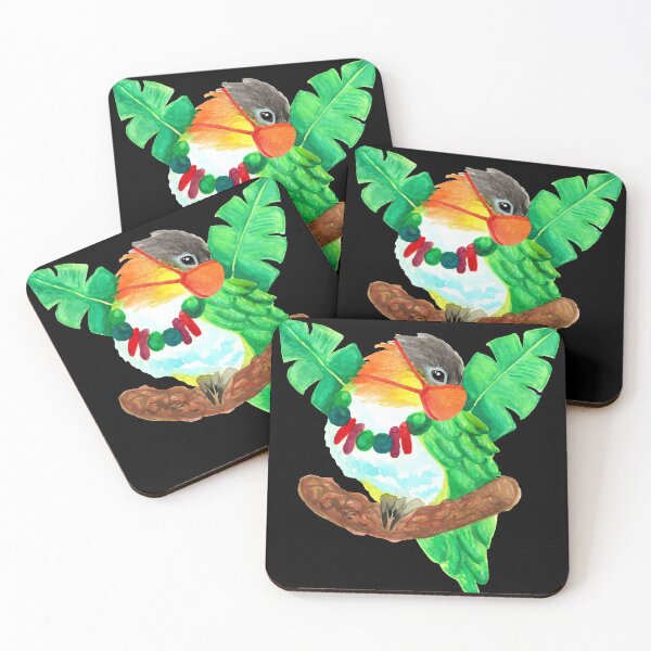Item preview, Caique Parrot Wears Face Mask Watercolor designed and sold by Ivy Lily Art.
