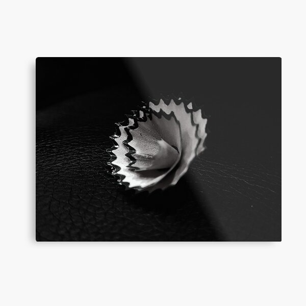 Item preview, Close-up of pencil shaving on black leather fabric in grayscale designed and sold by ab3Y.