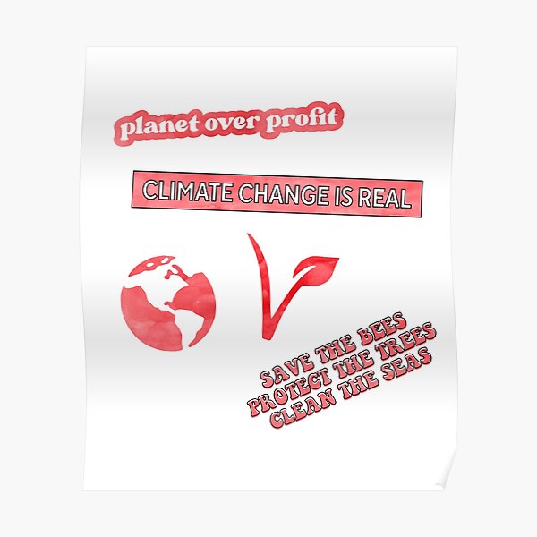 "red watercolor earth vegan logo climate pack" Poster by thepackmachine