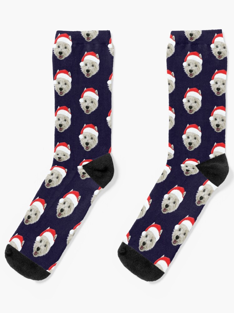 Three Westie Dog In Sock Christmas Santa Hat Xmas Dog T-Shirt Three Westie Dog In Sock Christmas Santa Hat Xmas Dog T-Shirt
