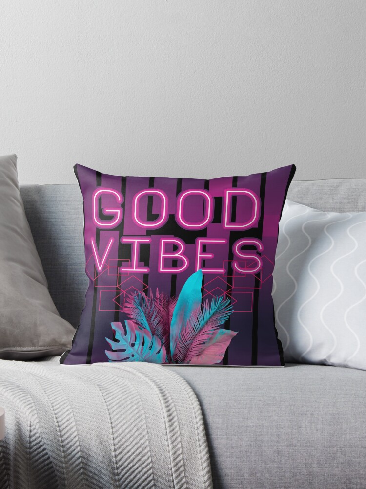 Tropical Summer Neon Good Vibes Aesthetic with Monsteras Palm and