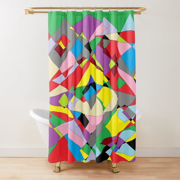 Colorful World of Sharp Corners Shower Curtain