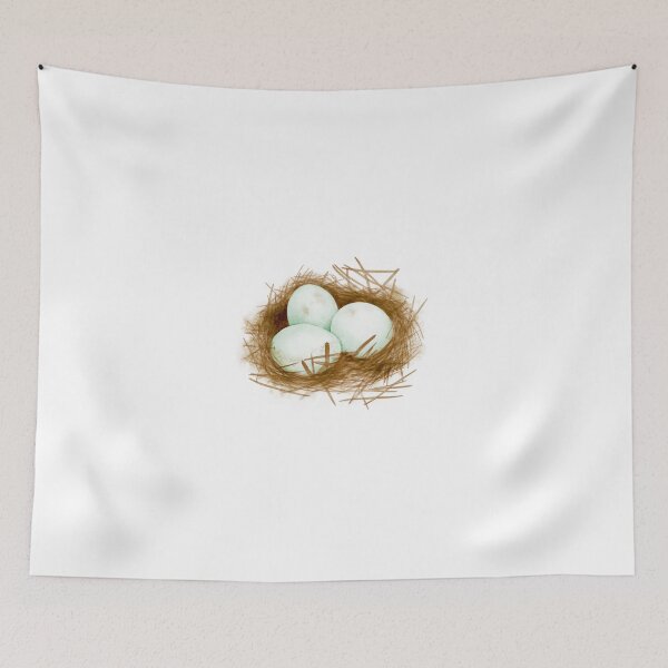 Item preview, Watercolor Illustration of Three eggs in the nest designed and sold by iswenyi.