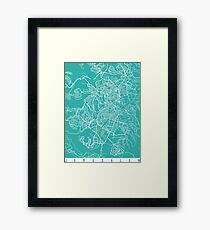 Jerusalem map turquoise Framed Print
