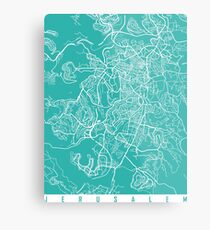 Jerusalem map turquoise Metal Print