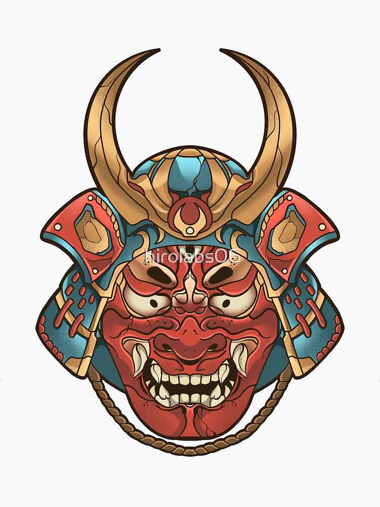 Red Oni Mask Sticker For Sale By Hirolabs06 Redbubble 