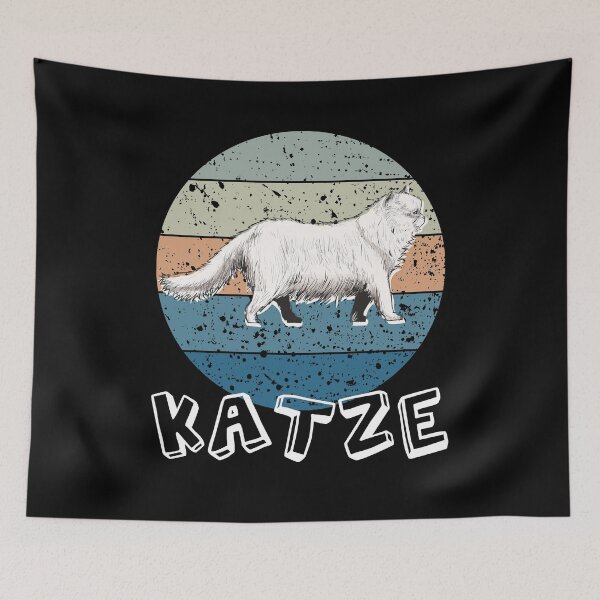 Item preview, katze Vintage katze white cat - pussy cat - kitty - kitten - cat in deutsch german cat lover vintage retro shirt for cats lovers designed and sold by Edgy DESIGNS.